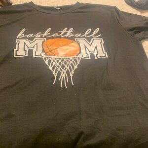 Basketball Mom Graphic Tee - Black with Orange Accent